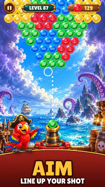 A stormy level with a kraken behind the board