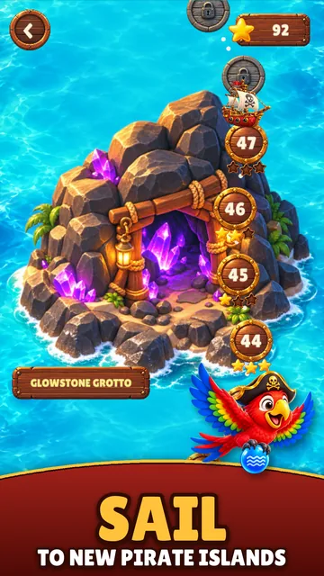 The map: sailing to Glowstone Grotto